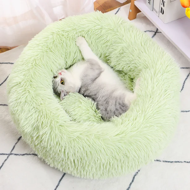 HUAYI 2024  manufacturer soft luxury  pet cushion round cat dog bed