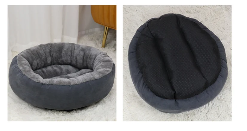 product hot selling wholesale plush suede fleece anti slip silica dot bottom eco friendly fleece donut dog bed-58