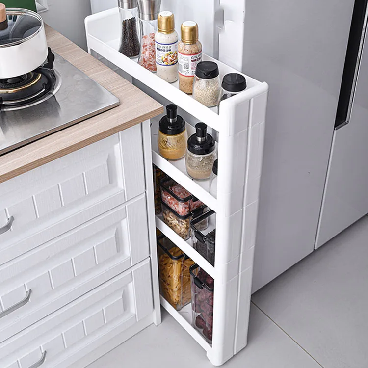 New arrival movable kitchen bathroom living room corner 3-tier plastic storage holders racks