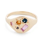 Gold Plated Ring Stone High Quality 18k Gold Plated 925 Sterling Silver Rainbow Zircon Gemstone Ring Natural Stone