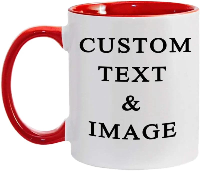 11oz Customized Text Personality Ceramic Colored Handle inside Sublimation Coffee Mug with Microwaveable Safe