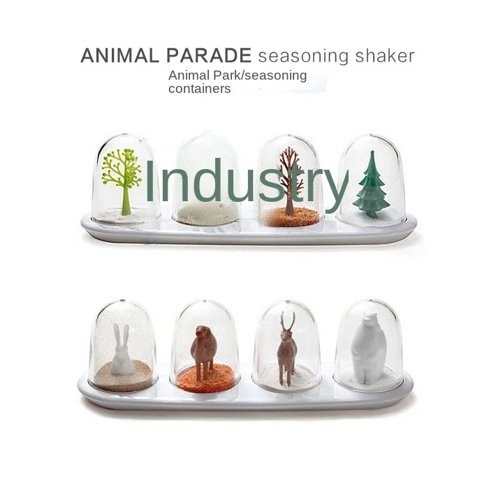 2024 New Creative Animal Kitchen Cute Forest Small Scene Dining Table Seasoning Bottle Sugar Bowl Salt Shaker 4 Packs