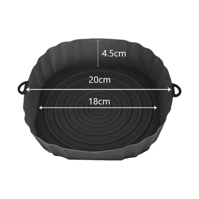 product reusable silicone baking tray air fryer pan liner non stick food grade round square basket heat resistant eco friendly washable-6