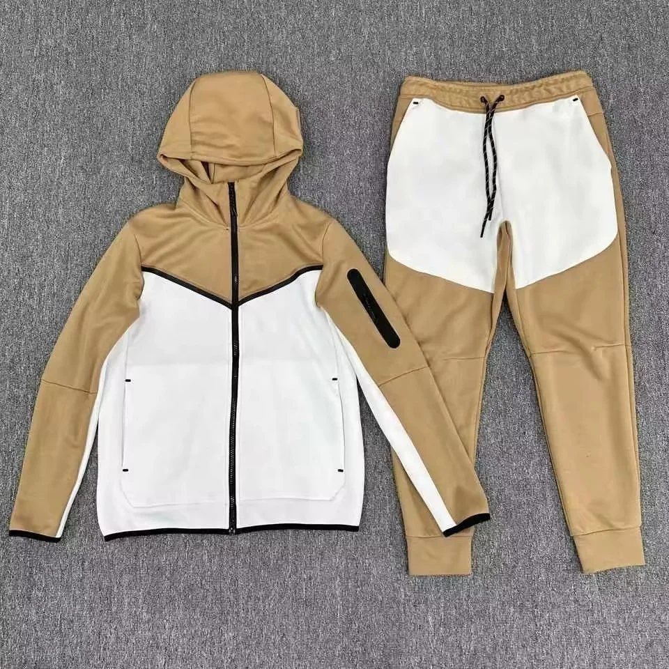 Men's Hooded Athletic Tracksuit Casual 2 Pieces Suits Color Block Hoodies and Sweatpants Set