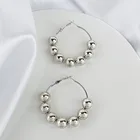 Silver Small Hoop Earring Polish Silver Plated Small Ball Bead Hoop Earring For Women