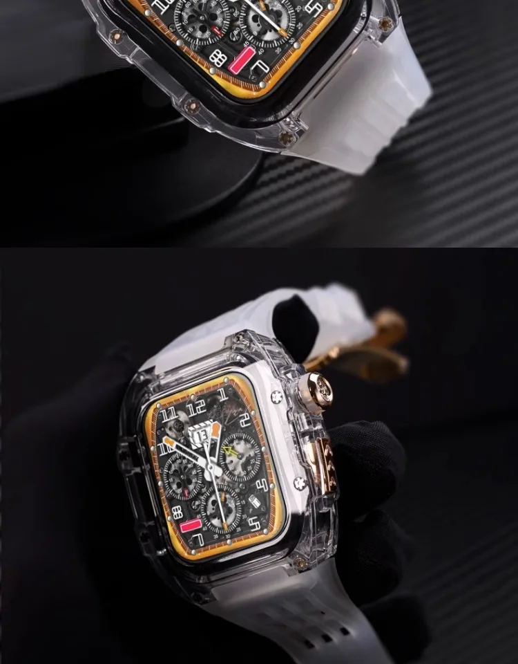 Transparent Luxury Case For Apple Watch Ultra 49mm 45mm 44mm Stainless