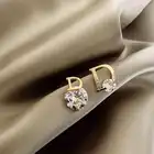 Crystal Stud Fashion Zircon Crystal Stud Earrings Jewelry Letter D Rhinestone Factory 925 Silver