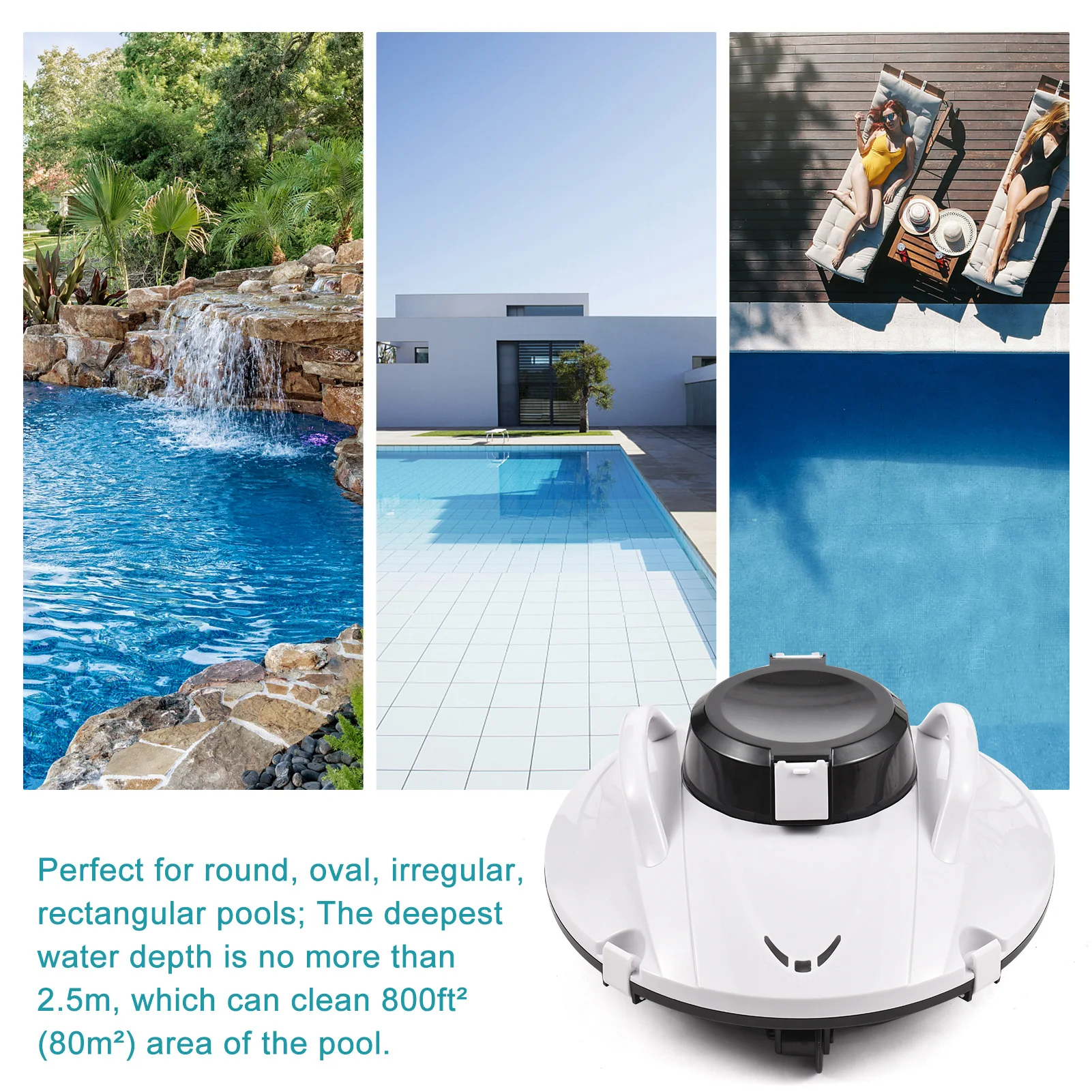 35w Cordless Vacuum Cleaner Robotic Pool Lasts 90 Mins Swimming Pool