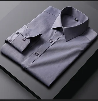 2022 Spring And Summer New Business Dress Men's Shirt Work Blue Grey Long Sleeve