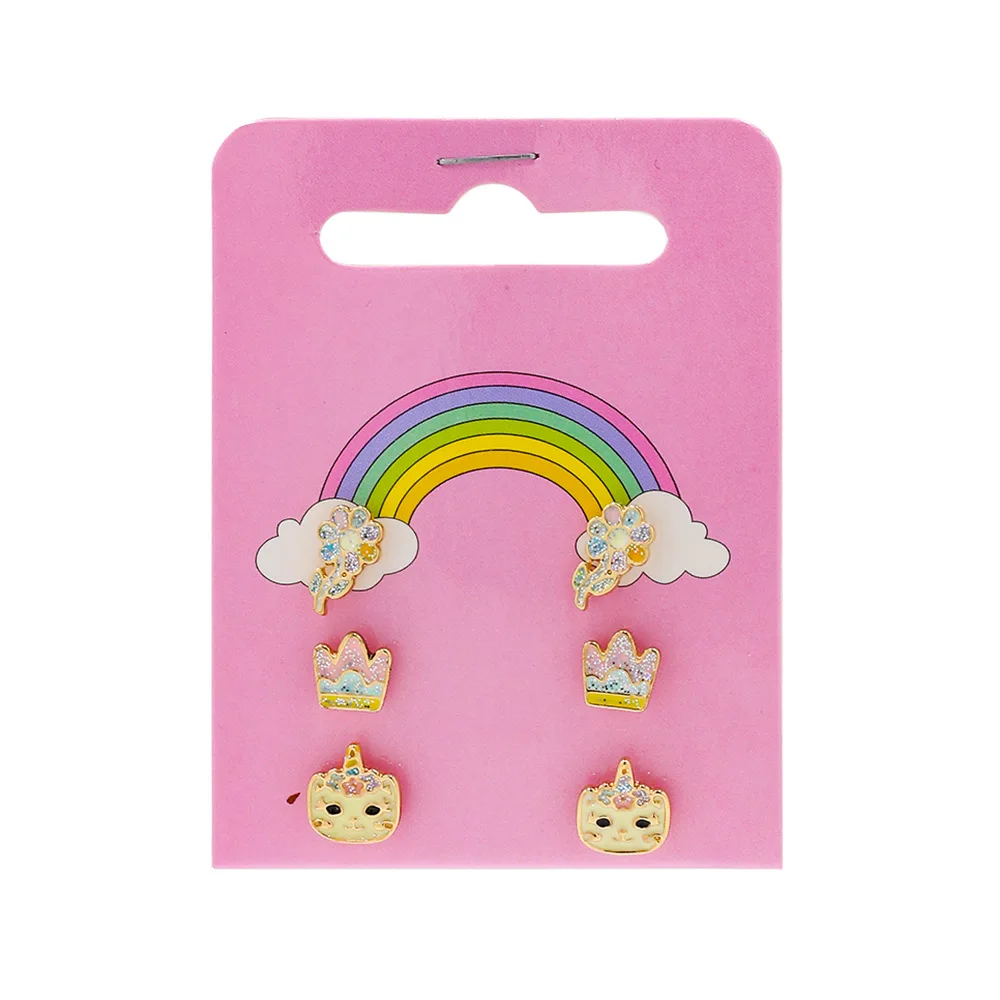 Creative Children's Oil Drop Earring Combination 3pairs/set Of Cute Animal  Cat Smile Flower Stud Earring Set For Kids - Buy Stud Earring,Children  Earring,Flower Earring Product on 