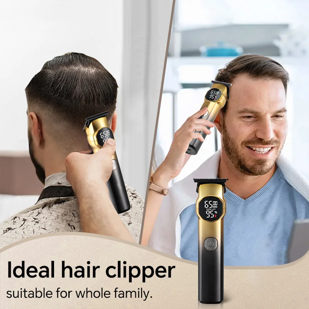 New Rechargeable Stainless Steel Blade Electric Beard Trimmer with Adjustable Lengths and LCD Display for Household & Hotel Use supplier