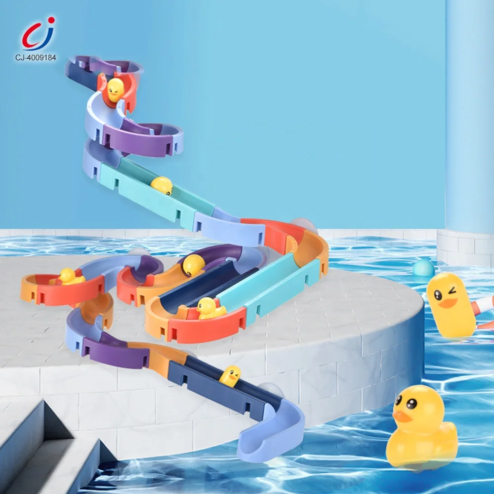 Chengji toy slideway assemble duck track slide puzzle game mini duck bath toy ball track shower water slide track bath toy