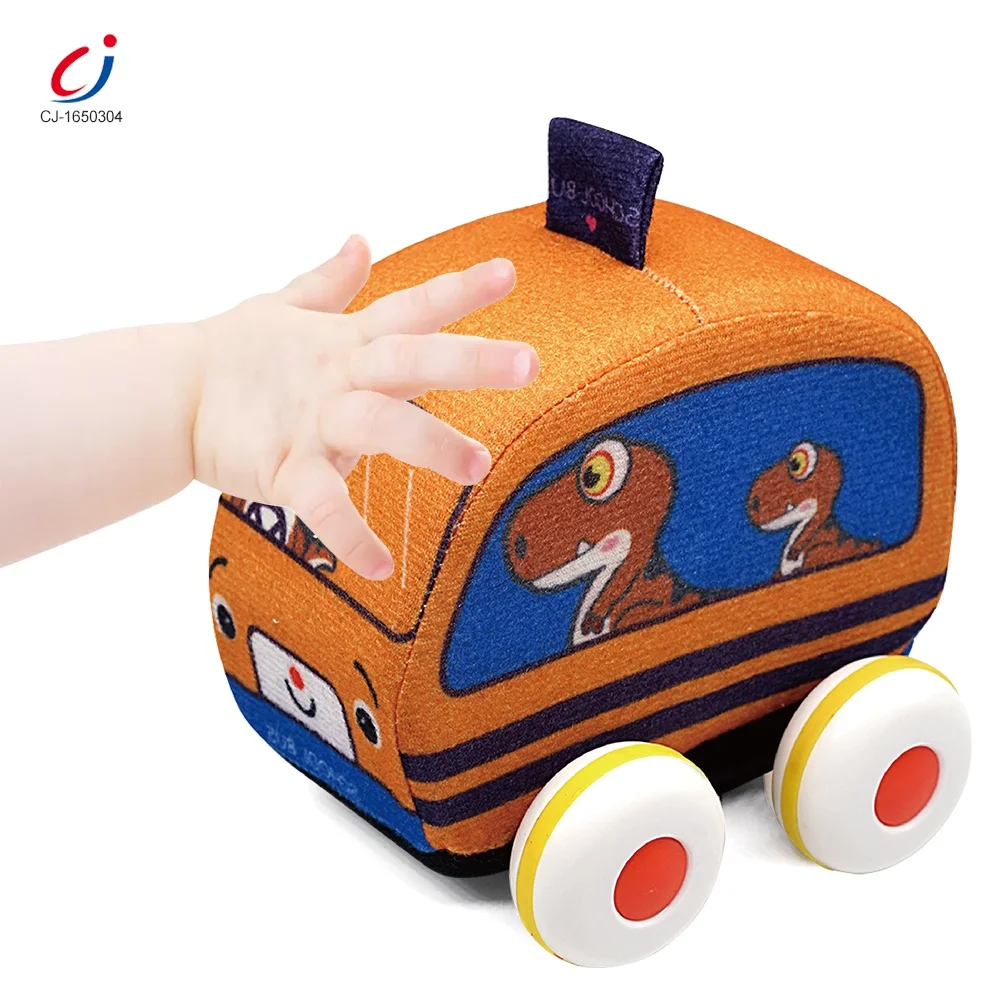 Christmas Gift Toys Cloth Baby Small Car Toy Pull Back Plush Vehicle Game Play Sets For Kids