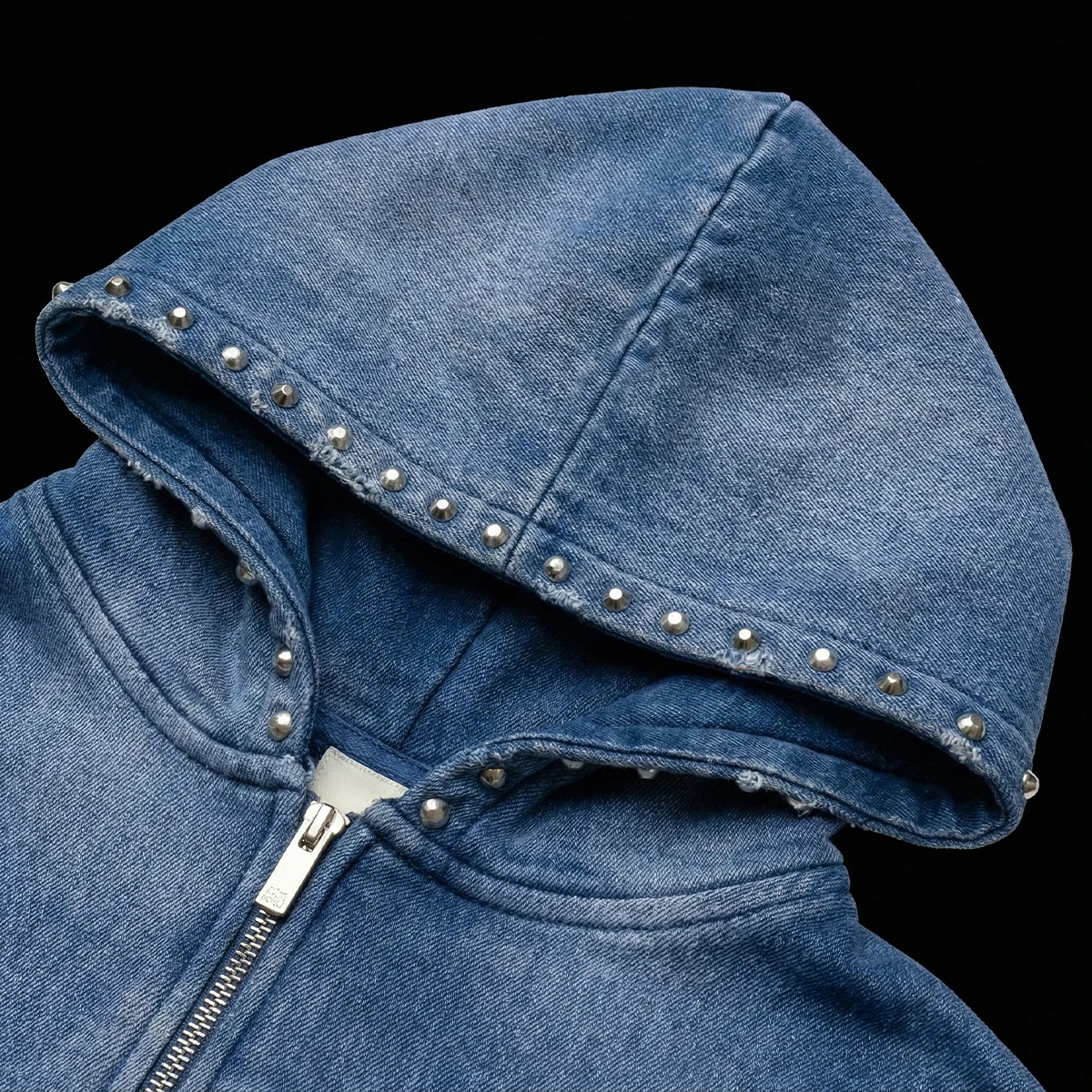 product custom embroidery patch rhinestone zip up hoodies and sweatpants vintage cotton sun faded tracksuit graphic acid wash hoodie-4