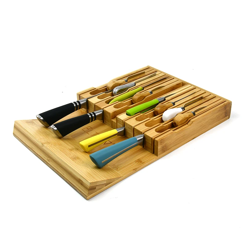 One-Size Kitchen Bamboo Drawer Organizer Tray for Cutlery Utensils and Gadgets