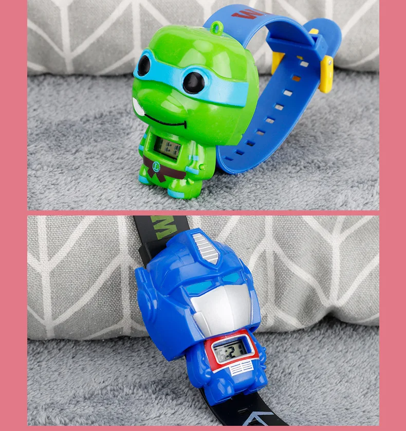Hot selling Kids watch  Transformation toys for kids in Marvel cute shape  Spider-Man Q version children's toy gift