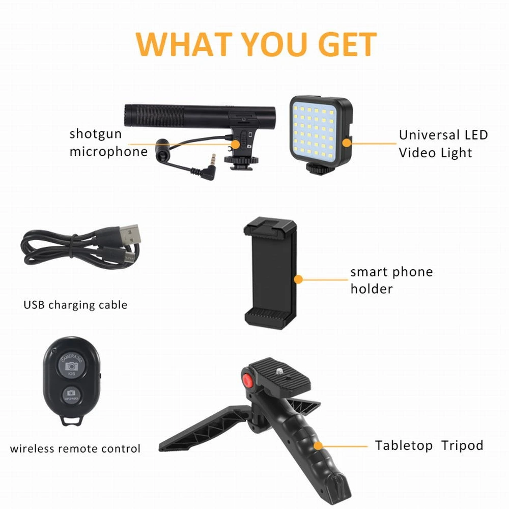 Professional Smartphone Vlogging Kit Video Recording Equipment with Tripod Camera Fill Light Trigger