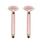 Face Skin Massage Tool Natural Rose Quartz Facial Products With Metal Aluminum Anti Crease Electric Beauty Bar