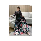 Dress European Style Women Fashion Printed Long Dress Floral Print Long Dress