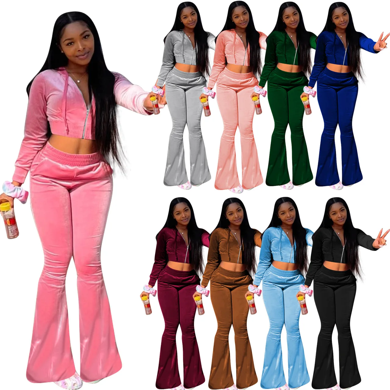 Velvet Jogging Suit Sweatsuit Women 