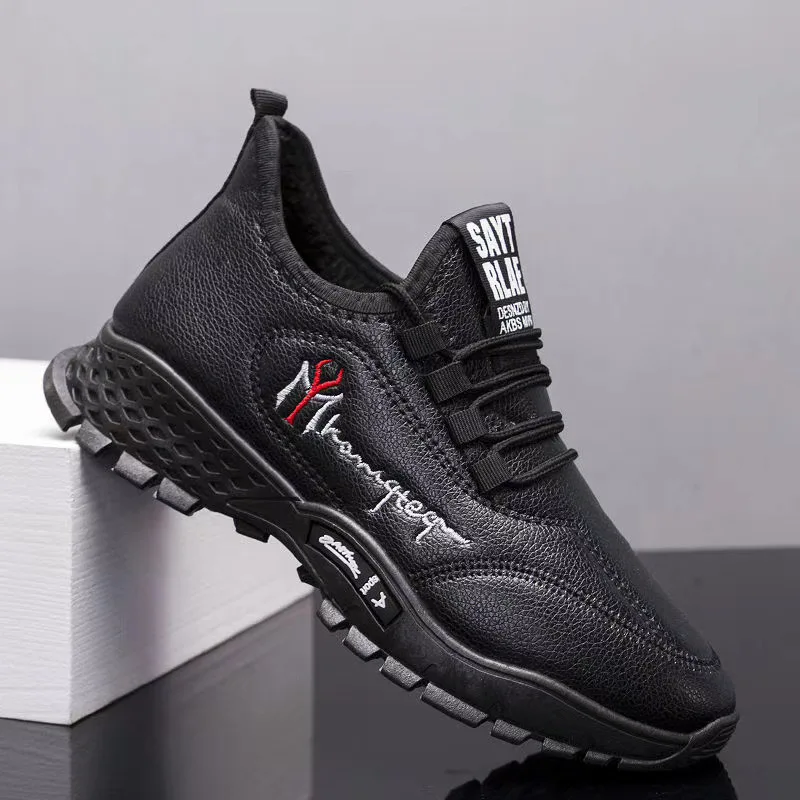 new Design sport shoes men leather sneaker casual mesh breathable pu man walking shoes
