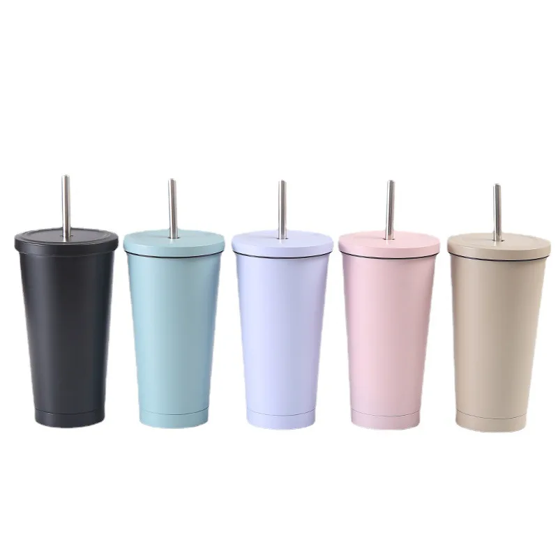 Wholesale Stainless Steel Tumblers Coffee Mugs Water Bottle with Durable Steel Construction With Straw