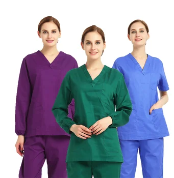 Dark green long/ short sleeved scrubs set/ hand washing clothes for operating room