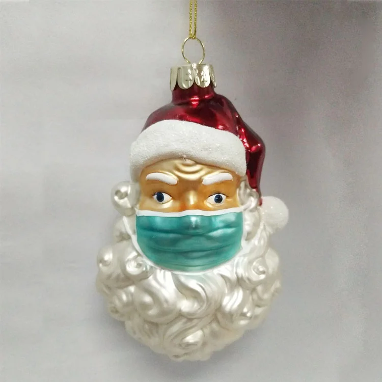 Custom High Quality Handmade Glass Christmas Hanging Decoration Santa Claus Figurine Family Home Decor Party Decorations factory