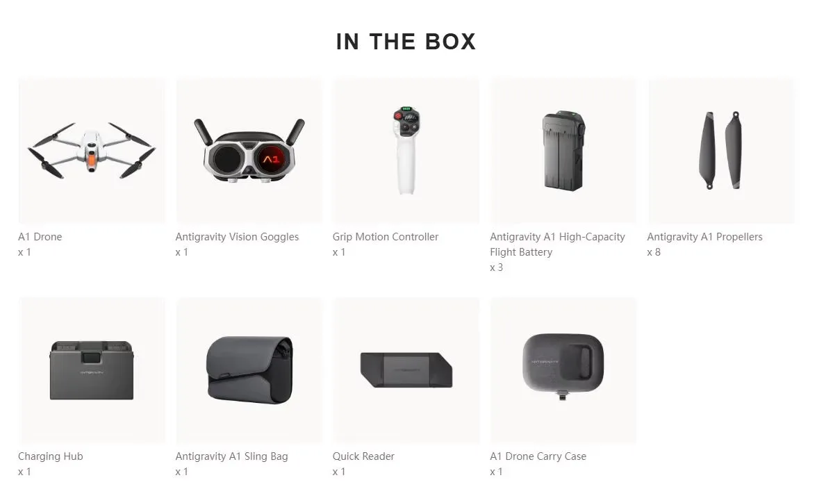 Insta360 Antigravity A1 8K Camera Drone Hovering Foldable Design 1KM Transmission 6-Axis Gyro Brushless Motor