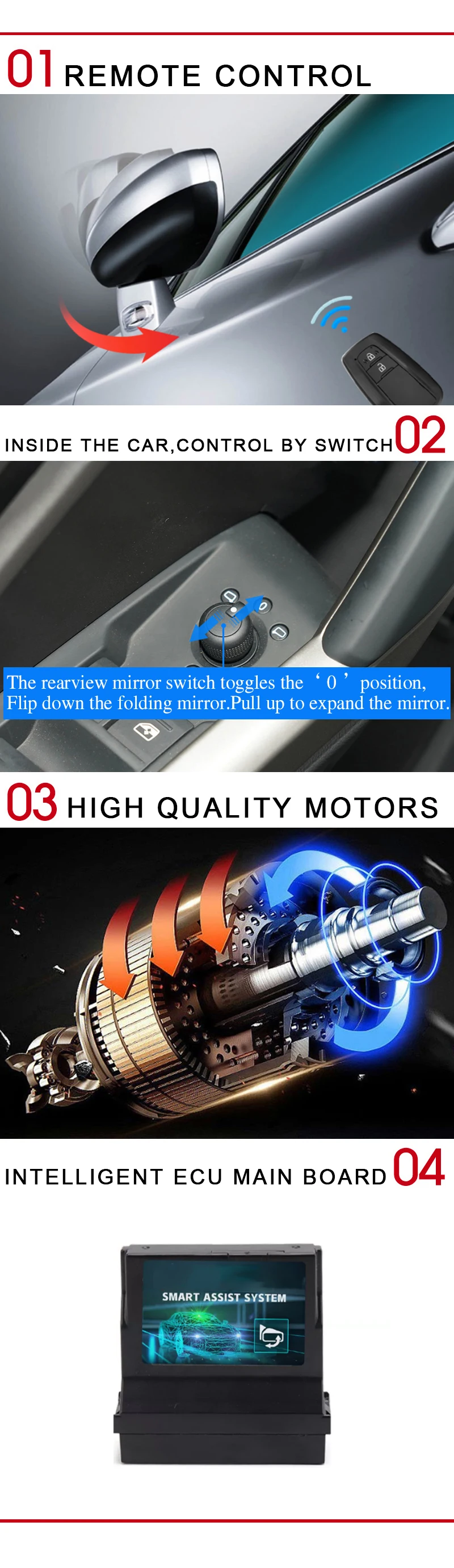 For Audi Q3 F3 20192023 Car Side Mirror Folding Kit Rearview Mirror