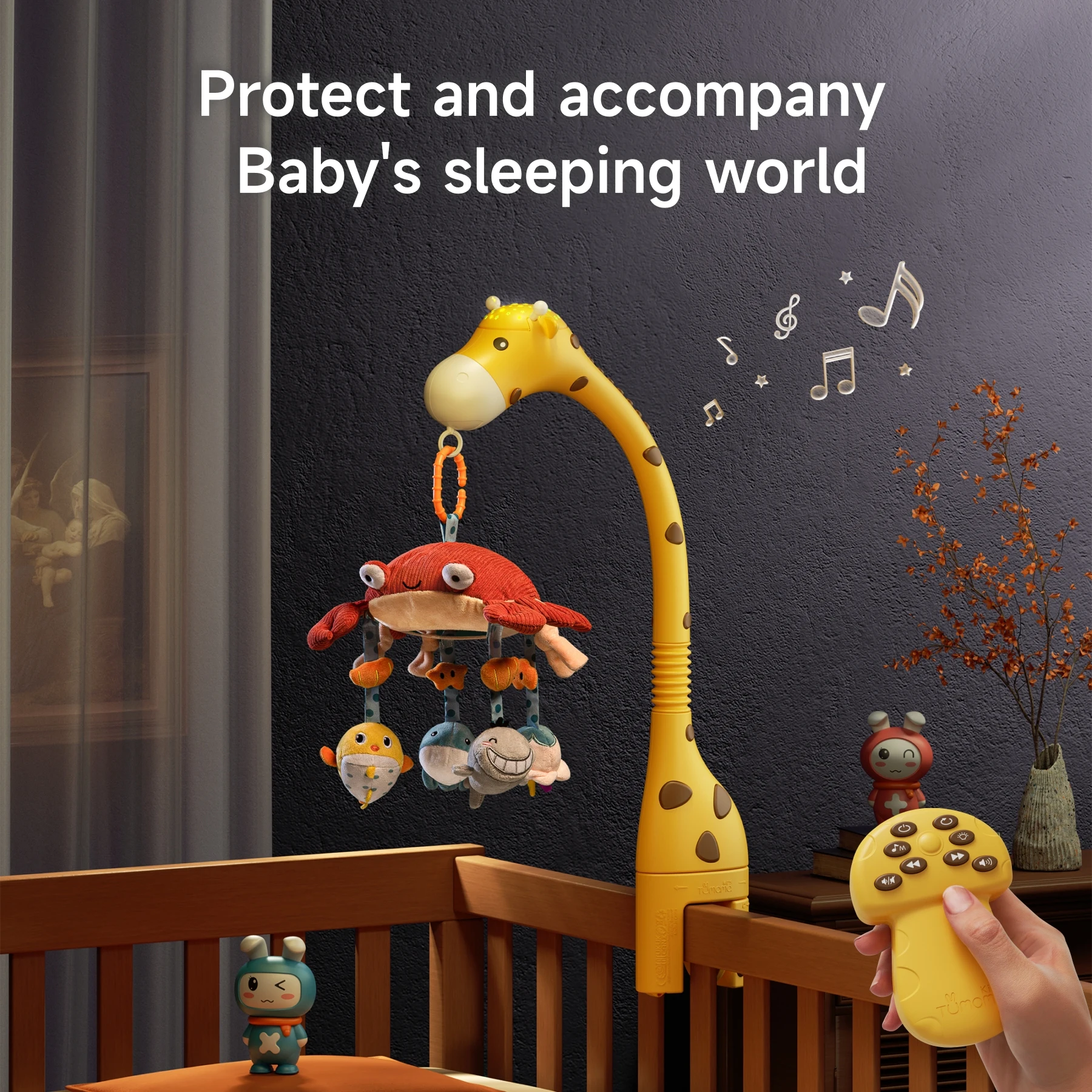 Tumama Kids crib mobile nursery sleeping trainer musical giraffe baby mobile hanging soft toy