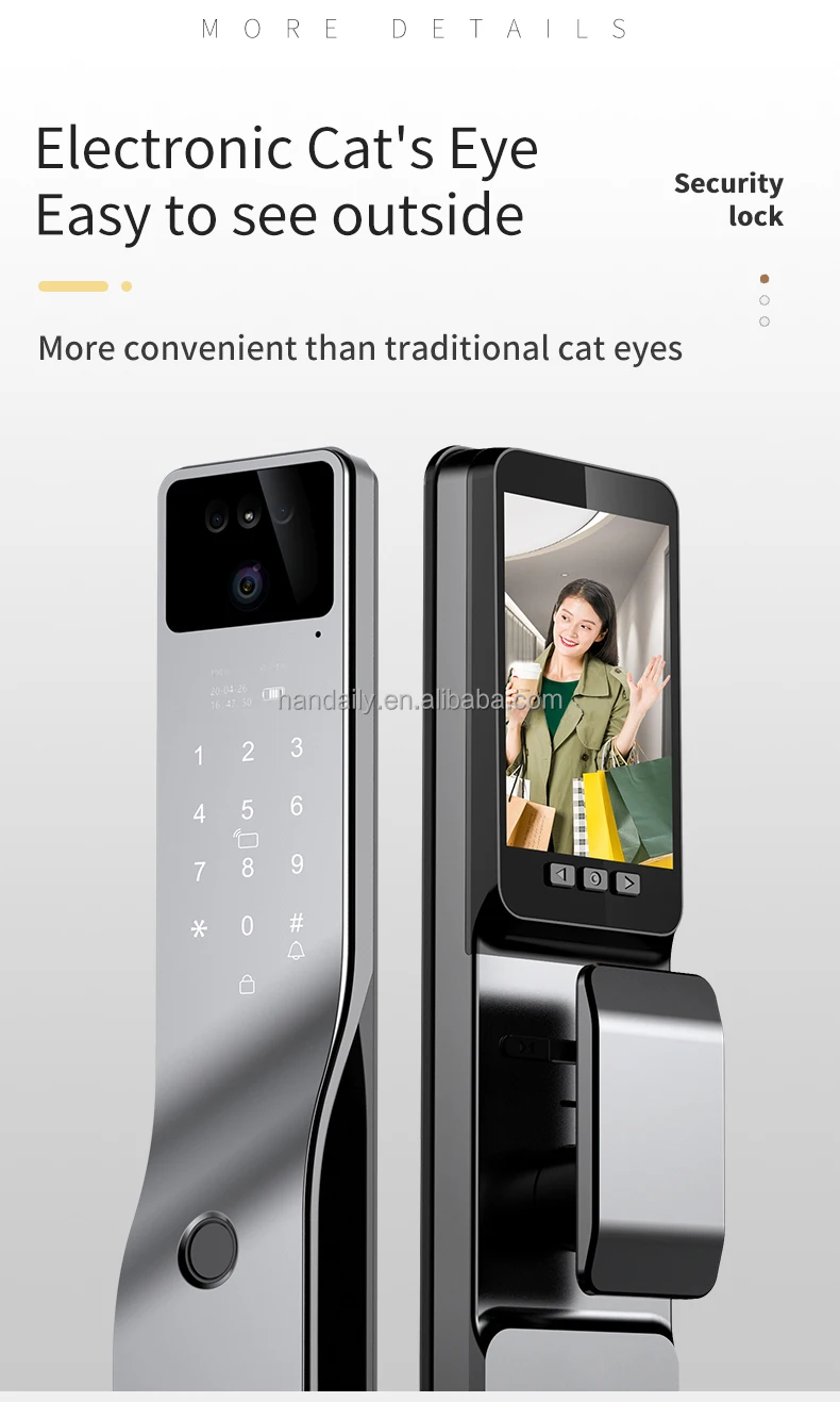 product factory  price 3d face recognition smart lock wifi app tuya video intercom  fingerprint keyless smart home door lock with camera-30