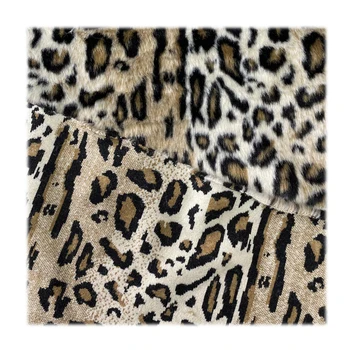 High quality fake animal leopard hair fabric jacquard printed pattern faux fur plush for garment home textile
