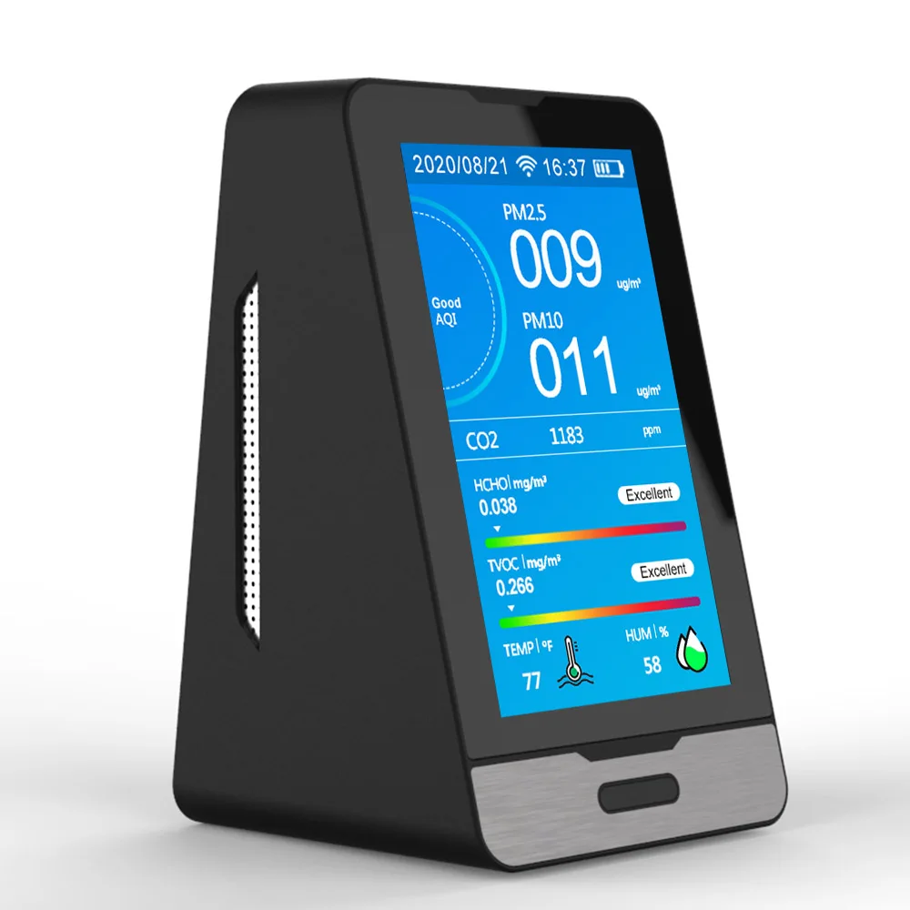 Smart WIFI Home Smog Meter CO2 PM2.5 HCHO Tester Gas Analysis Humidity Monitor 