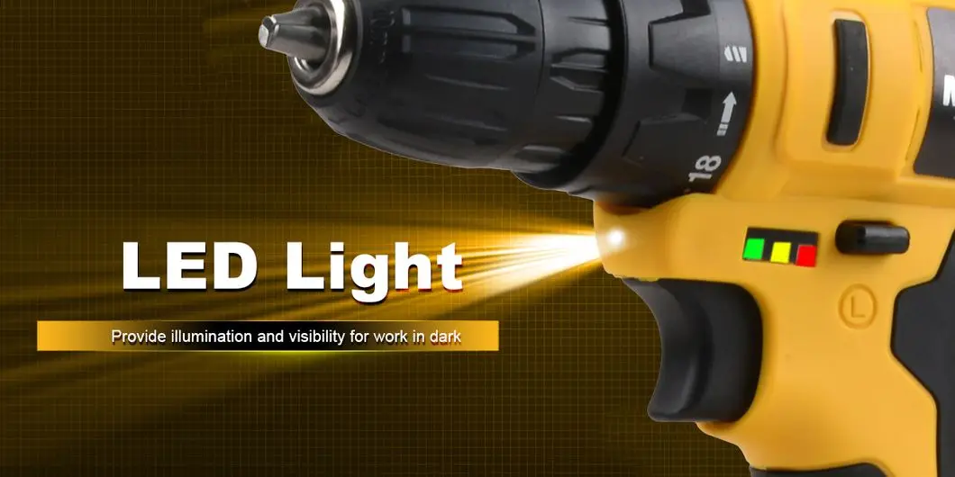 20V Cordless Drill Set, Electric Screwdriver with Brushed Motor for Drilling