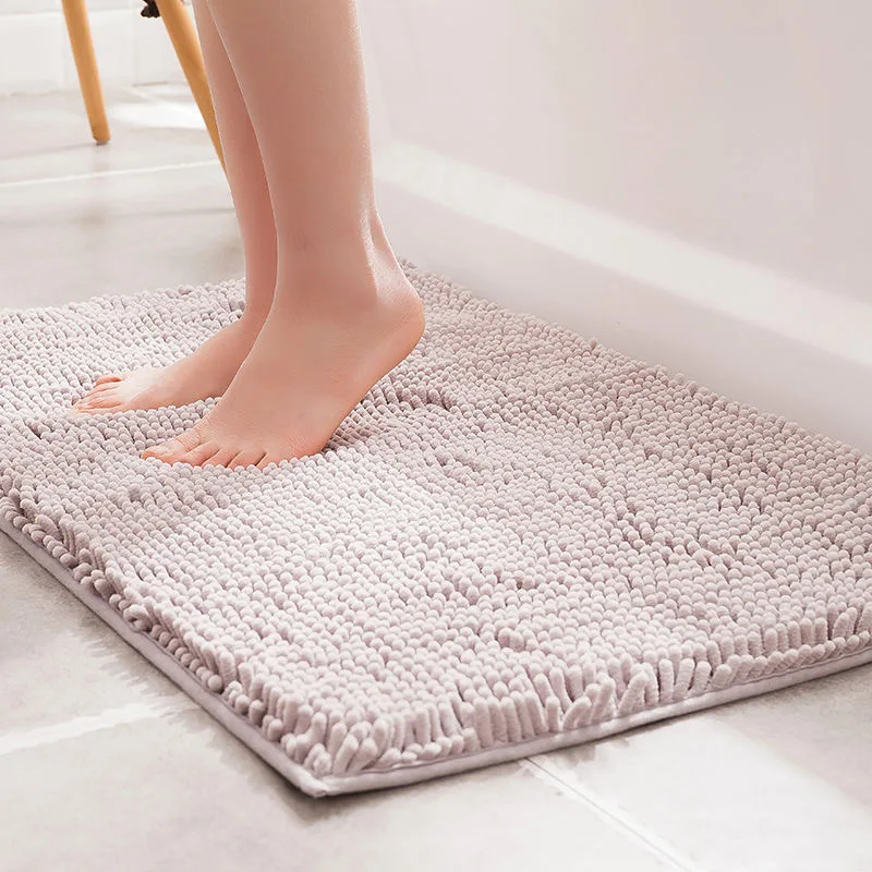 Chenille Noodle Soft Absorbent Non-Slip Backed Step Out Bath Mat Shower Rug 