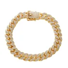 Diamond Bracelet 18k Full Diamond Cuban Chain Bracelet Rose Gold Hip Hop Men Bracelet
