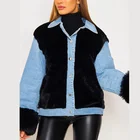 Fashion Jacket Fashion Ladies Denim Jacket Casual Plush Winter Warm Patchwork Outerwear Women's Jeans Coat