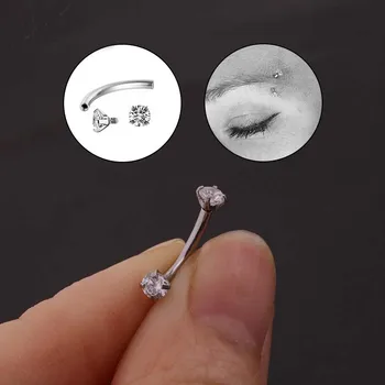 Stainless Steel Curved Barbell 16G Eyebrow Ring Helix Rook Daith Tragus Piercing 8mm Length Internally Thread