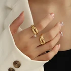 Gold Marka French Minor Design Love Lucky Knot Open Ring Titanium Steel 18K Gold Fingerfinger Ring Jewelry