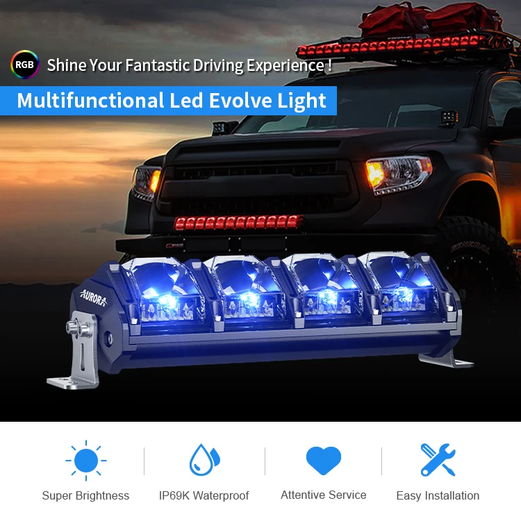 Aurora All In One Light New Evolve Rgb Led Bar 4x4 Offroad Led Light