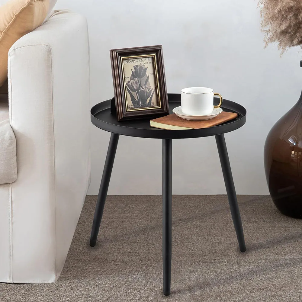 Matte Black 3-Legged Small Side Table for Living Room and Dining for Small Spaces All Indoor Use details