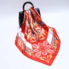 Black Scarf Arab Silk Satin Shawl Female Roman Black Gold Women Muslim Printed Square Scarf