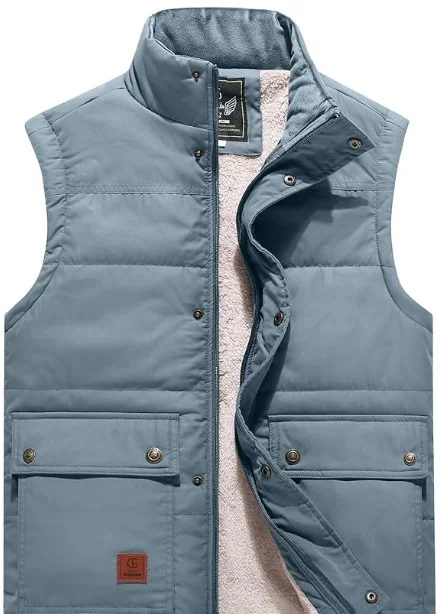 Comfortable and warm men's sleeveless and cotton vest high collar