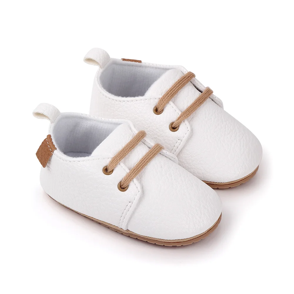 Casual Baby Boys Non-slip TPR Sole Newborn Toddler Lace Shoes Infant Dress Boys Shoes details