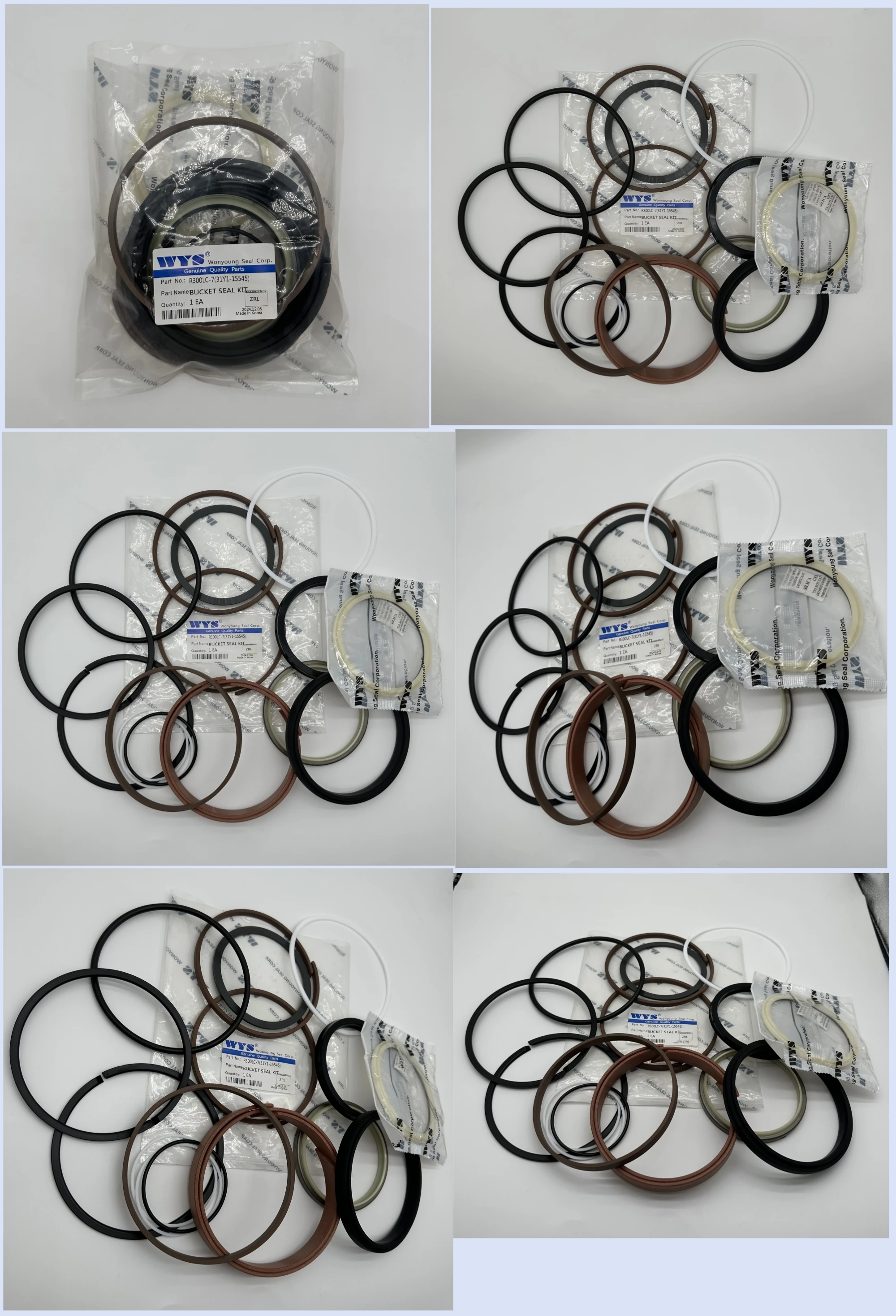 WYS Original Parts R300LC-7 Bucket Seal Kit with 1 Year Warranty and 3-7 Days Delivery for Excavator Cylinder Seal