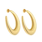 Hoop Earrings Earring Minimal And Classic 18K Gold Plated Stainless Steel Hollow Chunky Hoop Gold Filled Earrings Women