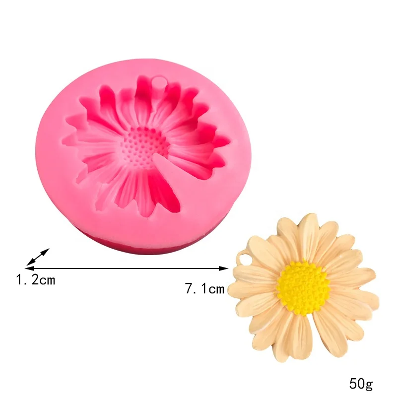 Hot Sale Epoxy Resin Silicone Sunflower Daisy Flower Keychain Mold