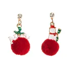Alloy Earrings Alloyalloy Christmas2020 Christmas Series Alloy Drip Oil Santa Hair Ball Earrings Ins