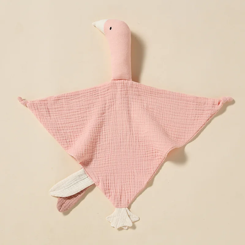 MB4 Lovely Sleeping Goose Animal Baby Security Blanket Muslin Towel Cotton Baby Comfort Blanket Soft Baby Comforter Toys